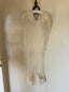 70s Vintage Hand Beaded Sheer Mesh Bridal Duster | Ivory Lace Embellished Wedding Overlay