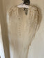 70s Vintage Hand Beaded Sheer Mesh Bridal Duster | Ivory Lace Embellished Wedding Overlay