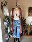 70s Vintage Kimlon Mauve Open Knit Maxi Cardigan