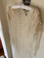 70s Vintage Hand Beaded Sheer Mesh Bridal Duster | Ivory Lace Embellished Wedding Overlay