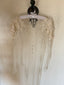 70s Vintage Hand Beaded Sheer Mesh Bridal Duster | Ivory Lace Embellished Wedding Overlay