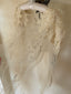 70s Vintage Hand Beaded Sheer Mesh Bridal Duster | Ivory Lace Embellished Wedding Overlay