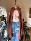 70s Vintage Kimlon Mauve Open Knit Maxi Cardigan