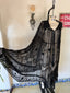 20s Antique Vintage Sheer Black Lace Cape | Edwardian Silk Chiffon Evening Cape