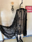 20s Antique Vintage Sheer Black Lace Cape | Edwardian Silk Chiffon Evening Cape