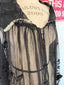 20s Antique Vintage Sheer Black Lace Cape | Edwardian Silk Chiffon Evening Cape