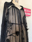 20s Antique Vintage Sheer Black Lace Cape | Edwardian Silk Chiffon Evening Cape