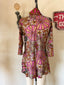 60s Vintage Psychedelic Floral Mock Neck Romper | Mod Pink Mini Playsuit
