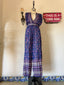 70s Vintage Indian Cotton Floral Jumpsuit | Purple Bohemian Wide Leg Romper