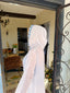 70s Rare Vintage Sheer White Hooded Duster With Blue Daisy Trim