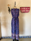 70s Vintage Indian Cotton Floral Jumpsuit | Purple Bohemian Wide Leg Romper