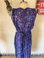 70s Vintage Indian Cotton Floral Jumpsuit | Purple Bohemian Wide Leg Romper