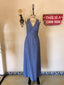 70s Vintage Mr. Boots Studded Denim Halter Maxi Dress