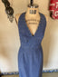 70s Vintage Mr. Boots Studded Denim Halter Maxi Dress