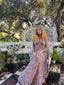 70s Vintage Robert David Morton Sheer Maxi Dress | Psychedelic Geometric Boho Style VTG