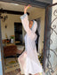 70s Rare Vintage Sheer White Hooded Duster With Blue Daisy Trim