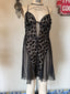 90s Vintage Bob Mackie Black Velvet Burnout Sheer Slip Dress