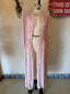 30s 40s Vintage Rare Sheer Silk Chiffon Duster | Dusty Rose Floral Lace Trim Robe