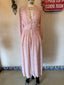 30s 40s Vintage Rare Sheer Silk Chiffon Duster | Dusty Rose Floral Lace Trim Robe