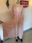 30s 40s Vintage Rare Sheer Silk Chiffon Duster | Dusty Rose Floral Lace Trim Robe