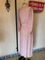 30s 40s Vintage Rare Sheer Silk Chiffon Duster | Dusty Rose Floral Lace Trim Robe