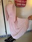30s 40s Vintage Rare Sheer Silk Chiffon Duster | Dusty Rose Floral Lace Trim Robe