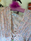 30s 40s Vintage Rare Sheer Silk Chiffon Duster | Dusty Rose Floral Lace Trim Robe