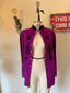70s Vintage Magenta Suede Cape with Floral Appliqué