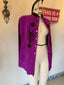 70s Vintage Magenta Suede Cape with Floral Appliqué