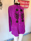 70s Vintage Magenta Suede Cape with Floral Appliqué