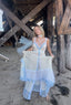 Contemporary Handmade One of One Bridal Set | White Lace & Blue Crochet Asymmetrical Maxi Dress Ensemble
