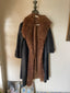 90s Vintage FENDI Rare Reversible Mongolian Curly Lamb Coat | Black & Cocoa Longline Trench