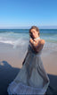 Contemporary Handmade One of One Bridal Set | White Lace & Blue Crochet Asymmetrical Maxi Dress Ensemble