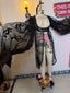 90s Vintage Rare Handmade Neo Victorian Mesh & Leather Balloon Sleeve Jacket