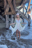 Contemporary Handmade One of One Lace Bridal Set | White & Blush Crochet Maxi Ensemble