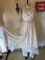 Contemporary Handmade One of One Lace Bridal Set | White & Blush Crochet Maxi Ensemble