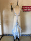 Contemporary Handmade One of One Bridal Set | White Lace & Blue Crochet Asymmetrical Maxi Dress Ensemble