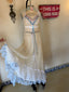 Contemporary Handmade One of One Bridal Set | White Lace & Blue Crochet Asymmetrical Maxi Dress Ensemble
