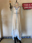 Contemporary Handmade One of One Bridal Set | White Lace & Blue Crochet Asymmetrical Maxi Dress Ensemble