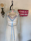 Contemporary Handmade One of One Bridal Set | White Lace & Blue Crochet Asymmetrical Maxi Dress Ensemble