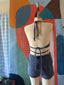 40s Vintage Navy Blue Polka Dot Halter and Hot Short Set