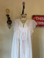 70s Vintage Eve Stillman Cotton Lace Bridal Duster | Romantic White Dressing Gown