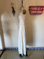 50s Vintage Ivory Satin Bridal Slip Dress | Mauve Lace Trim Ribbon Boho Bias Cut Maxi