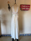 50s Vintage Ivory Satin Bridal Slip Dress | Mauve Lace Trim Ribbon Boho Bias Cut Maxi