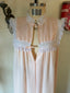 60s Vintage Christian Dior Pink Peignoir Nightgown | Blush Lace Trim Bridal Maxi Dress
