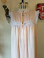 60s Vintage Christian Dior Pink Peignoir Nightgown | Blush Lace Trim Bridal Maxi Dress