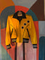 80s Vintage HOBO Yellow Leather Jacket | Michael Hoban North Beach Star Letterman Bomber