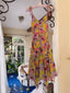 80s Vintage Betsey Johnson Floral Handkerchief Midi | Chartreuse Garden Party Silk Dress