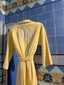 70s Vintage Christian Dior Logo Pastel Yellow Toweling Bathrobe