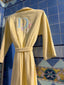 70s Vintage Christian Dior Logo Pastel Yellow Toweling Bathrobe